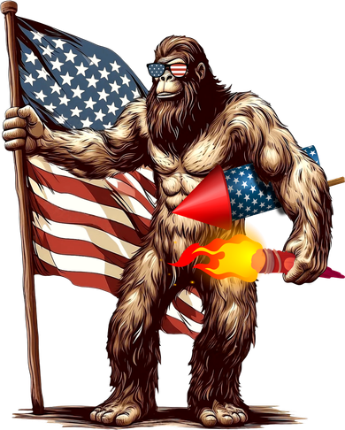 Bigfoot Fireworks 4th Of July Sasquatch American US Flag Backpack
