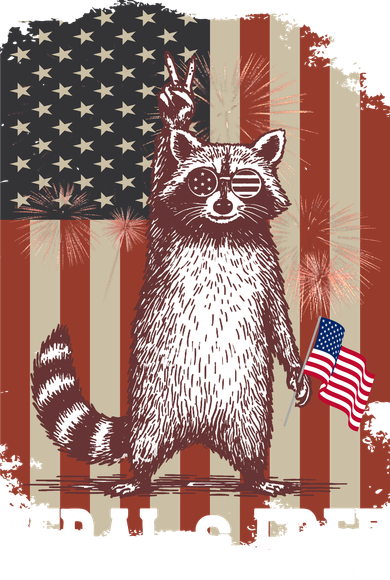 Feral But Free Raccoon July 4th Patriotic For Family Toddler T-Shirt