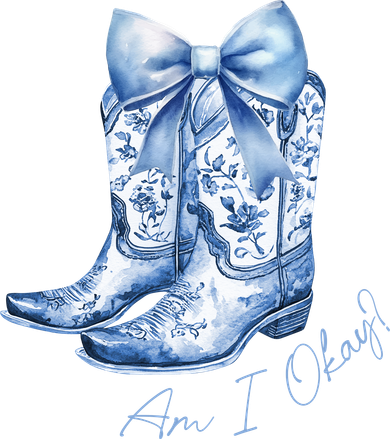 Am I Okay Boot Cowgirl Coquette Bow Toddler T-Shirt