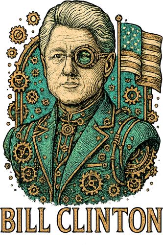 Bill Clinton Steam Punk Retro President Kids Long Sleeve Shirt