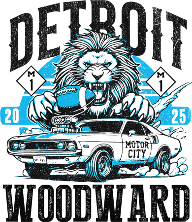 Detroit Woodward Avenue Ave Cruise Motor City 2025 Football M1 Lion Women's T-Shirt