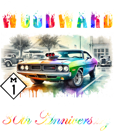 Cruisin' Woodward 30th Anniversary 1995-2025 Detroit To Pontiac Watercolor 11oz C Handle Ceramic Mug