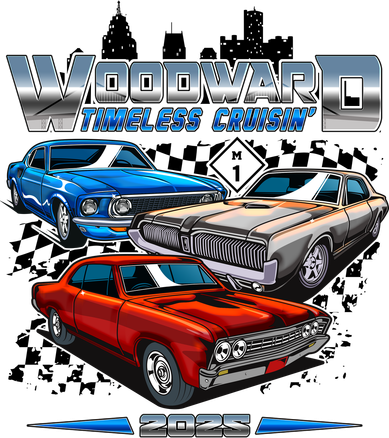 Woodward Timeless Cruisin Motor City Muscle 2025 Button