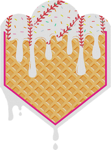 Baseball Waffle Cone Home Plate With Ice Cream Drip Women's Sweatshirt
