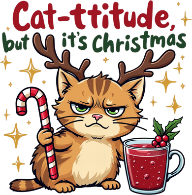 Cat-titude Christmas Cat Grumpy Cattitude Meme Ornament