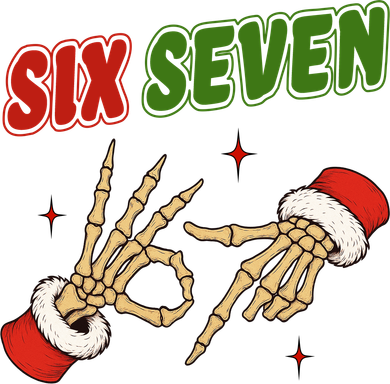Christmas Six Seven Skeleton Santa 67 Funny X-Mas Santa Hat