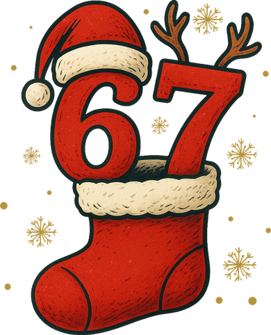 Six Seven Christmas 67 Stocking Santa Reindeer Women's Long Sleeve Shirt