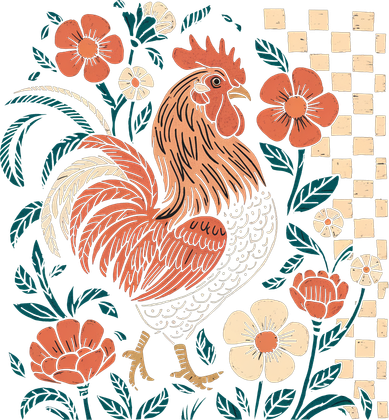 Retro Boho Floral Fall Chicken Hen Vintage Women's Sweatshirt