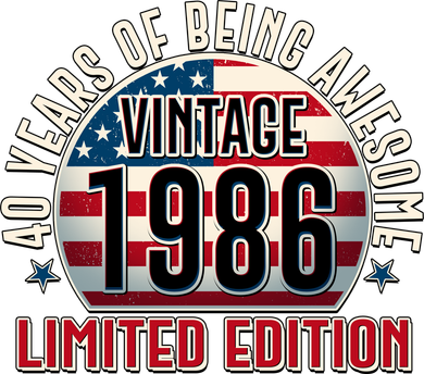 40th Birthday Vintage 1986 Limited Edition Years Of Being Awesome USA Flag  Baby Bodysuit