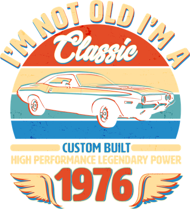 50 Birthday 1976 I'm Not Old I'm A Classic Custom Built Vintage Muscle Car Women's Long Sleeve Shirt