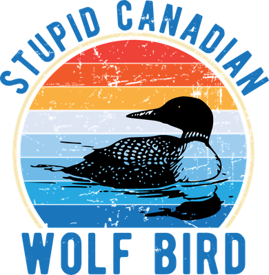 Stupid Canadian Wolf Funny Loon Bird Humor Golf Towel
