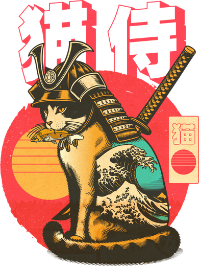 Samurai Cat Graphic Women's Sweatshirt
