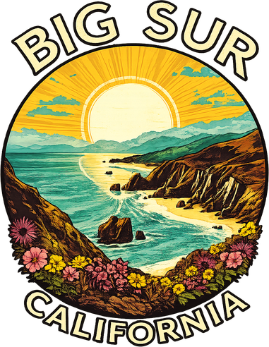 Big Sur California Beach Central Coast Retro Forest Camping Magnet