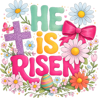 He Is Risen Easter Floral Gift For Christians Baby Bodysuit