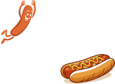 Hot Dog Jumping Into Bun Sausage BBQ Button