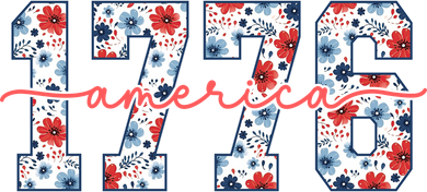 Cute Floral Flower Varsity Style 1776 America USA  Kids Sweatshirt