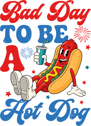 Bad Day To Be A Hot Dog Funny 4th Of July Summer Kids Long Sleeve Shirt