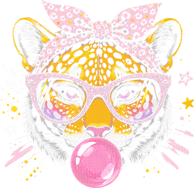 Tiger With Glasses Bubblegum And Pink Bow Toddler Hoodie