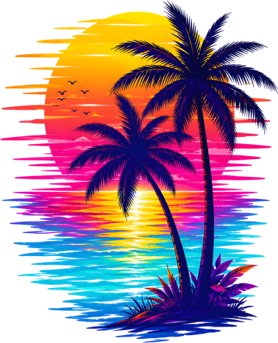Palm Sunset Ocean Summer Beach Hawaiian Women's Tank Top