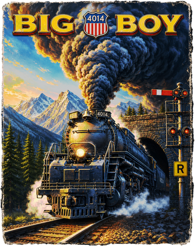 Big Boy 4014 Van Gogh Vintage Steam Locomotive Kids Hoodie