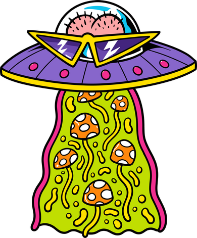 Alien UFO Funky Mushrooms Sci-Fi Fans Kids T-Shirt