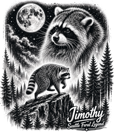 Jimothy Seattle Feral Legend Raccoon Funny Women's Long Sleeve Shirt