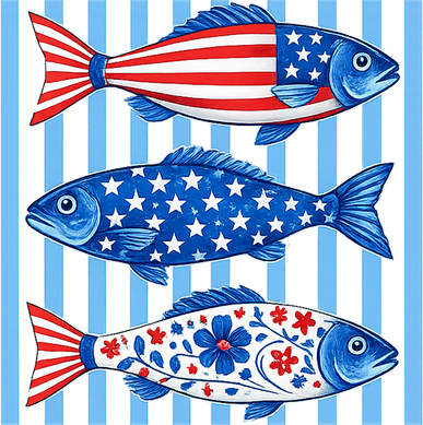 Patriotic Fish Striped USA Theme Design Kids Sweatshirt