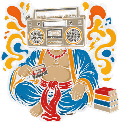 Buddha Boombox Retro Music Vibes Toddler Long Sleeve