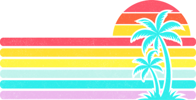 Colorful Sunset Stripe Palm Tree Summer Beach Coaster