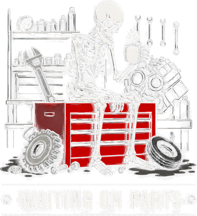 Waiting on Parts Skeleton Mechanic Humor Gift Santa Hat