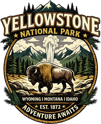 Yellowstone National Park Adventure Awaits Bison Badge Doggie Tank
