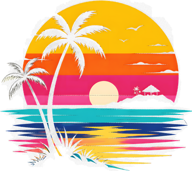 Retro Tropical Sunset Vibe Graphic Summer Beach Gift Bucket Hat