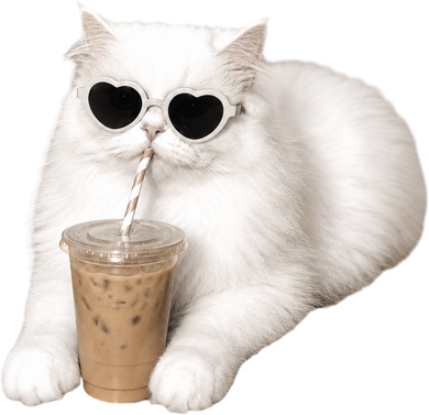 Cool Cat with Heart Sunglasses and Iced Coffee Coffee Mug