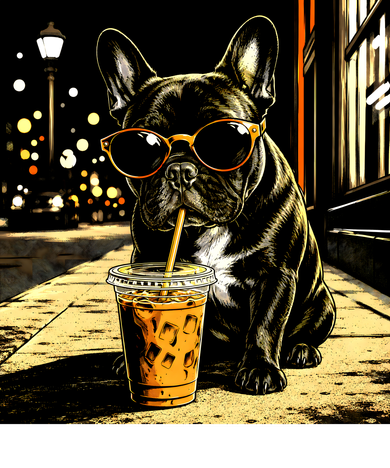 Cool French Bulldog Iced Coffee And Sunglasses Women's Sweatshirt