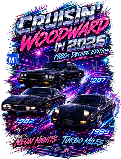 2026 Cruisin’ Woodward - 1980s Neon Nights Decade Edition Women's Hoodie