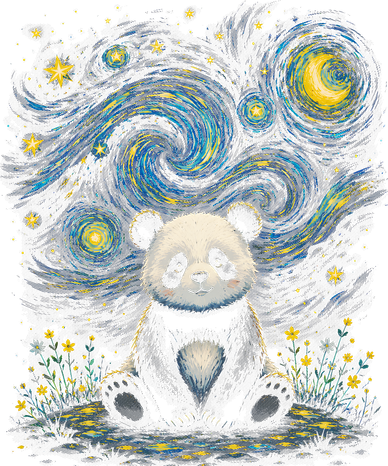 Panda Under Starry Night Sky Cosmic Women's T-Shirt