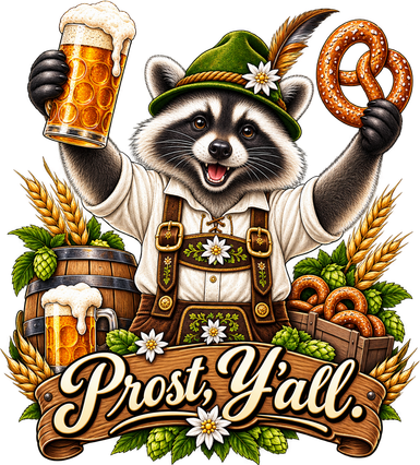 Oktoberfest Raccoon Prost Funny German Doddie Hoodie