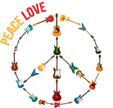 Peace Love Rock And Roll Guitars Music Tumbler