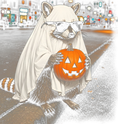Vintage Cool Raccoon Ghost Costume Pumpkin Women's Hoodie