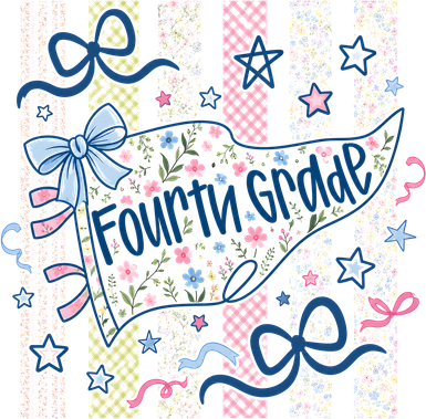 Fourth Grade Floral Print Fun Back To School Vintage Retro Kids T-Shirt