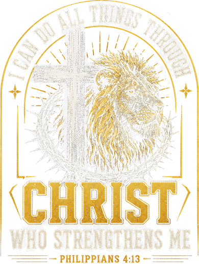 I Can Do All Things Through Christ Lion Cross Button