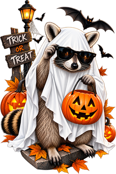Funny Raccoon Trick or Treat Halloween Costume Women's Long Sleeve Shirt