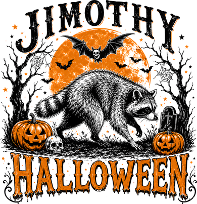 Jimothy Halloween Raccoon Moon Bats Pumpkin Scene Toddler T-Shirt