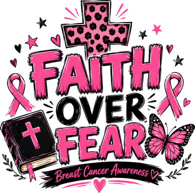 Faith Over Fear Breast Cancer Awareness Cross Bible Button