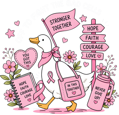 Off To Fight The Bad Cells Duck Breast Cancer Funny T-Shirt