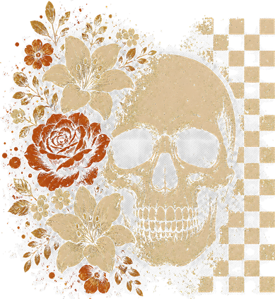 Skull Flowers Vintage Floral Rose Halloween Checkered Doggie Tank