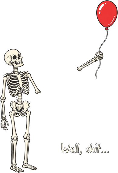 Well, Shit… Skeleton Balloon Funny For Halloween Women's Sweatshirt
