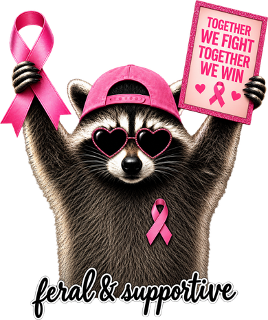 Together We Fight We Win Breast Cancer Raccoon Bucket Hat
