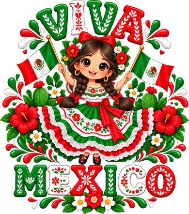 Mexican Girl Flag Independence Day Viva Mexico Women's Sweatshirt