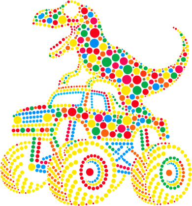 Colorful Polka Dot Dinosaur Riding Monster Truck Toddler Long Sleeve